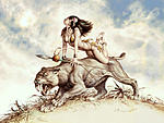 Fantasygirl riding sabretooth ©PierangeloBoog